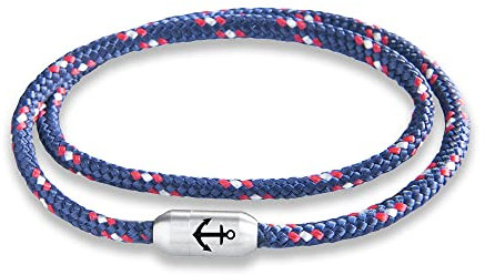 Paris Montana Schmales Dünnes Filigranes Original Anker Segeltau Wickelarmband Unisex Geflochten Gravur Handmade Hochwertiger Magnetverschluss Durchmesser Ø 4mm (Fargo, 42.00)