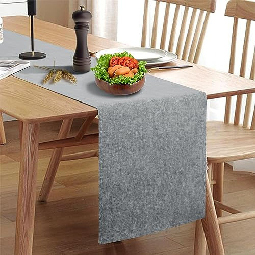 Rinpon Wasserdichter abwischbarer Tischläufer, Dicker Bauernhaus Tischläufer, Kommode Runner, Rustikaler Tischläufer für Küche Esszimmer, Wohnzimmer, Innen- und Außenbereich (275CM, Grau)