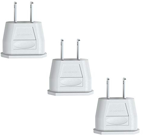 EAZY CASE - 3X USA Reiseadapter, Netzstecker für Europa auf USA, Euro-Buchse auf 2Pin Stecker – Perfekter Reisestecker für USA, Kanada, Mexiko, Karibik, Weiß, 9320002-TT