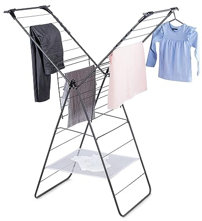 Minky Premium SureGrip Xtra Wing Wäscheständer, für drinnen und draußen, 2,8 m Trockenraum, Gunmetal Grey