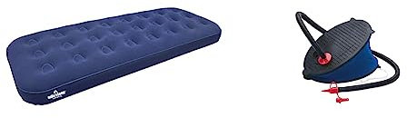 Milestone Camping 88000 Flocked Single Airbed/Easy Inflate & Intex Outdoor Foot Pump available in Multi - Coloured - Size 28 cm