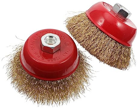 Mobestech 2 Stück Spiralschüssel Drahtrad Messing-Topfbürste Radbürste Für Winkelschleifer Winkelschleifer-Aufsätze Drahtbürstenrad Drahtbürstenräder Drahtradteile 03 Stahldraht