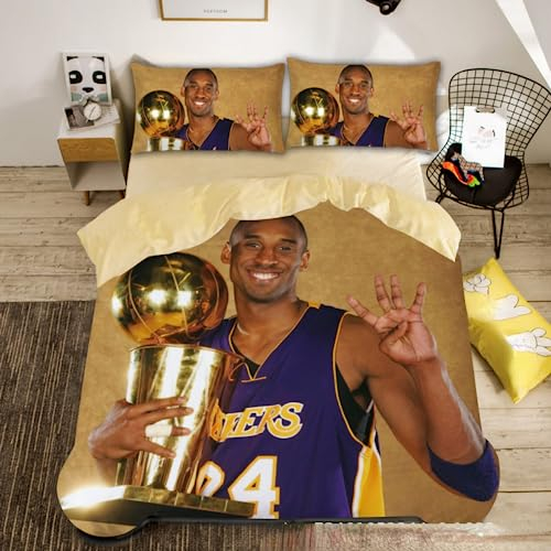 GYORI Basketball Bettwäsche Set 135x200 cm Jungs Kinder Sportthema Bettwäsche,Mikrofaser Bettbezüge+Kissenbezug,Basketball Lakers,3D bettwäsche (C,135x200+75x50cm)