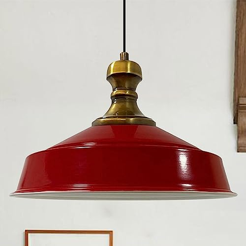 bamyum Asletl-Knob Lámpara Colgante Industrial, Pantallas de Lámpara de 41 cm, Lámpara Moderna de Metal para Isla de Cocina, Lámpara Colgante E27 para Salón y Comedor, Lámpara Colgante Rojo