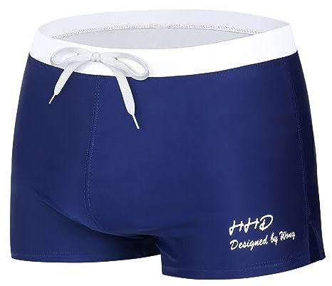 HHD® Maillot de Bain, Slip de Bain pour Homme en Bonne élasticité de materiau High-Tech Broderie Trunks Boxers Slip Short de Bain avec Avant Tie pour Plage/Sport/Natation/Plongée