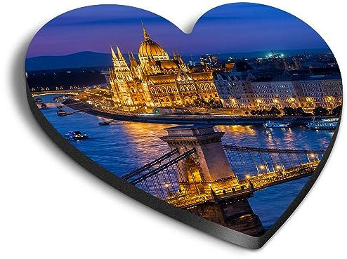 1x Heart MDF Magnet 6cm - Budapest Hungary Travel Night Sky - Fridge Locker Office Whiteboard Toolbox #50412