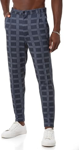 Redbridge Pantalon chino pour homme - Pantalon décontracté à carreaux avec taille élastique, anthracite, XL