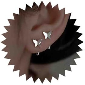 Atentuyi Boho Mini Schmetterling Ohrstecker Silber Kleine Schmetterling Ohrringe Schmetterling Huggie Hoop Ohrringe Kleine Schmetterling Form Ohrringe Schmuck Für Frauen Und Mädchen