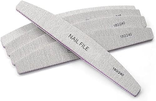25 pcs Professional Nail Files - Double Sided Emery Board Files for Nails 100/180 & 180/240 Grit, Nail Styling Tools Pet Grooming Tools for Home and Salon Use New (Pack of 25) (180/240 grit)