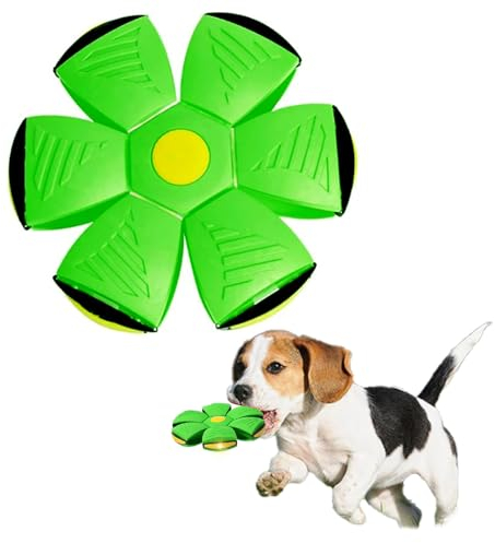 BADWALT FlidRunest Pet Toy Flying Saucer Ball for Dogs, Flying Saucer Ball Dog Toy with 3 Light for Interactive Dog,Cats, Children's Foot Ball,Outdoor Games,Camping Games-Green