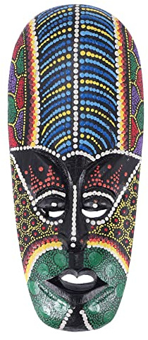 Luejnbogty Wooden Mask Wall Hanging Solid Wood Carving Painted Wall Decor Bar Home Decorations African Totem Mask Crafts A