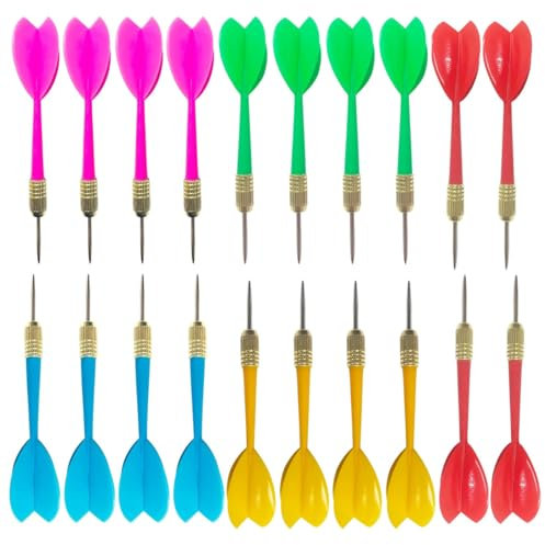OIGWBPH 20pcs Dartpfeile Dartpfeile Set mit Metallspitze Dartpfeile Kinder Professional Eisen Kupferbeschichtung Tip Dartpfeile Nadelspitze Darts Barrel Bunte Darts 5 Farben