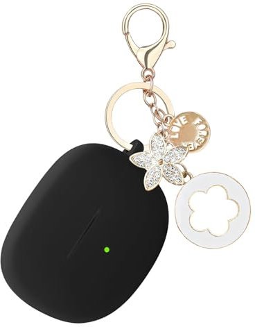 Ziseyoru Case for Bose Ultra Open Earbuds (2024), Soft Silicone Protective Case Cover with Bling Keychain Accessories for Women Girls (Black)