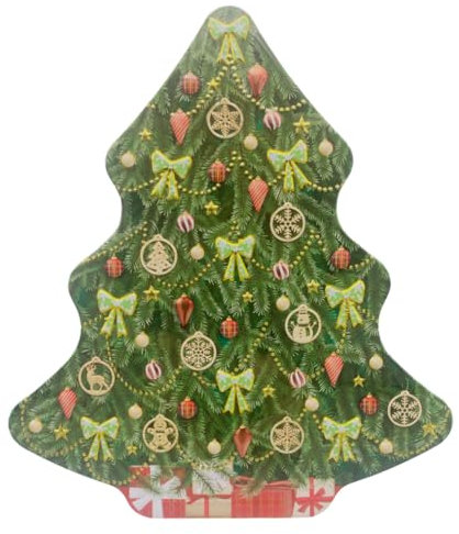 your castle Blechdose in Form eines Weihnachtsbaums Keksdose Deko Box für Weihnachtskekse Schokolade-Pralinen Aufbewahrung, Volumen: 1 l, Maße: 19 x 5,5 x 22 cm