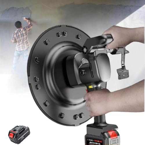 Frattone elettrico Piatto tergicristallo allargato diametro 38 cm, Levigatrice per pareti, Lucidatrice per pareti con asta telescopica rimovibile,1Battery