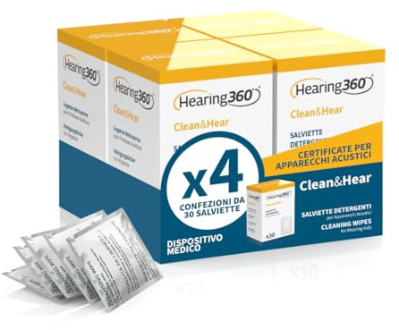 Hearing360 Hearing Aid Cleaning Wipes, Sanitizing Wipes in Box (120)