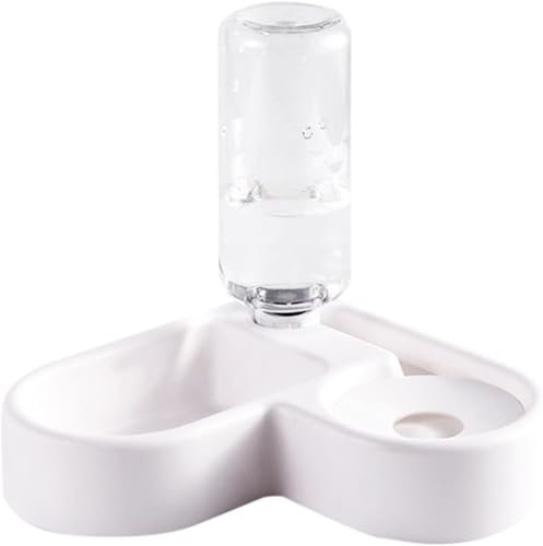 Gamelle Distributeur d'eau et de Croquettes pour Chats - Design d'angle Droit - Double Fonction - Fontaine Automatique et Réservoir de Nourriture