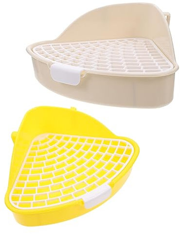 GREENADSCAPE 2pcs Ferret Litter Box Triangle Toilet for Hamster Rabbit Guinea Pig Compact Attractive Design Pads Included