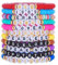 TOFBS Buchstabenarmband Set 12 Stück Elastische Perlenarmbänder Personalisierbare Freundschaftsarmbänder Bunte Buchstabenarmbänder Für Damen Und Mädchen 17cm Umfang