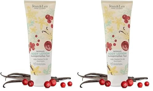Jean & Len Body Lotion Cranberry & Vanille, leichte Textur, zieht schnell ein, für alle Hauttypen geeignet, pH-hautideale Formulierung, Hautcreme, ohne Parabene & Silikone, vegan, 250 ml