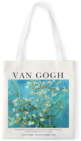 MonaEsquille Einkaufstasche Bag,Jutebeutel Bedruckt, Van Gogh,Canvas Tote Bag Aesthetic,Stofftasche Bedruckt Vintage Groß Umhängetasche Stofftaschen für Damen Uni Arbeit