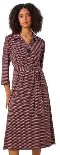 Roman Originals Shirt Dress for Women UK- Ladies Long Sleeve Belted Collared Midi Maxi Winter Autumn Smart Casual Button Through Evening Office A Line Swing Skater