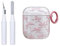 Faneiy AirPods-Hülle (mit Reinigungsset), transparent, niedliches Schleifenmuster, modisches Design, Schleife, ästhetisch, stoßfest, Kopfhörerhülle für Airpods 2 und 1 rosa Schleife