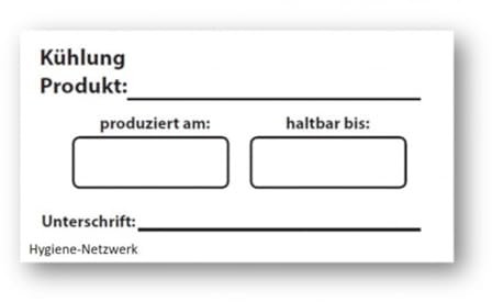 Wasserlösliche Etiketten Kühlung. Ideal für Gastronomie und Großküchen. Selbstklebend und rückstandslos auflösbar. 500 Label, lose auf Rolle. Größe 70 x 35mm