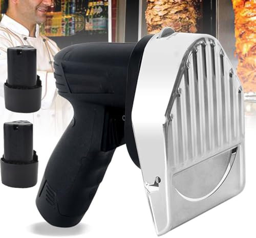 Coltello Elettrico Shawarma Doner Kebab, Coltello da Taglio Kebab con Coltello Giroscopico A 2 Lame, Affettatrice Kebab Senza Fili Commerciale, Coltello da Barbecue Regolabile Spessore 0,5, per
