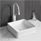 Waschtisch Badezimmer-Waschbecken, 35,6 x 35,6 cm, quadratisches Badezimmer-Waschbecken, Aufsatzwaschbecken aus Keramik mit Wasserhahn, weißes Waschtisch-Waschbecken Waschbecken bad(White faucet set)
