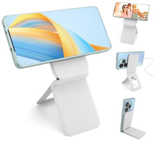 Gugxiom Phone Holder, Foldable Magnetic Phone Tripod, Angle Adjustment & Strong Magnets PU Leather Phone Stand, Compatible with All Smart Phone 16/15/14/13/12