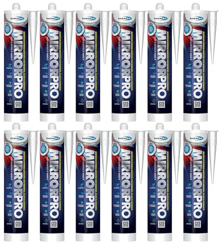 Bond It MIRROR PRO Hybrid Polymer Mirror Adhesive – 12x White, 285ml | High Strength Adhesive Solvent-Free – Non-Corrosive – Quick Cure | Interior Use Adhesive Silicone for Mirrors – Glass – Ceramics