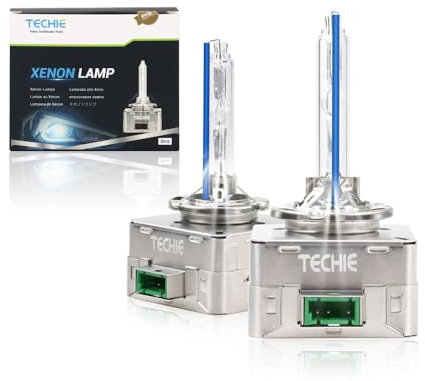 Techie D3S Xenon Brenner 8000k, 12V 35W Xenon Auto Scheinwerferlampe, Kaltblau Aluminium Fahrzeugscheinwerferbirne, HID Entladungs Lampe Ersatz Kit– 2 Stück (D3S-8000K)