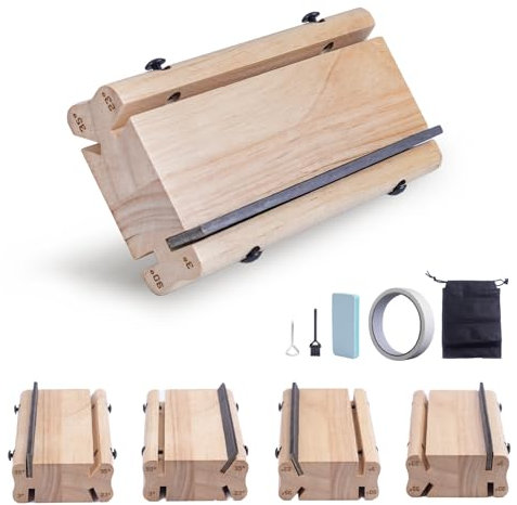 3/23/35/90 Grad Massivholz-Bundend-Feile – 4-in-1 Gitarren-Bundverband, Krönung, Abschrägung und Endverbandsfeile – komplettes Gitarrenbauer-Set für Gitarre, Bass, Ukulele und Banjo