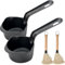 IPROUDER Lot de 4 casseroles en fonte avec brosses pour barbecue – Petits pots à sauce en fonte pour griller, cuisson au feu de camp et poêles – Mini pot pour fondeur de beurre, 473,6 g