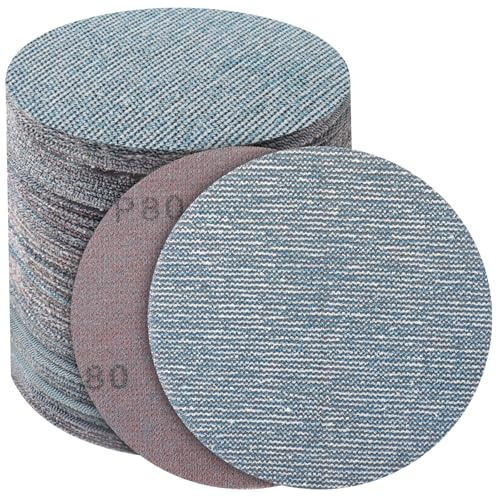PMIQSA Schleifgitter 125mm Klett Körnung 80 Netz Keramik Schleifscheibe | für Auto Metall Holz Exzenterschleifer und Trockenbauschleifer