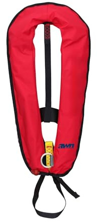 awn Supralite Schwimmweste, 170N, ISO 12402-3, vollautomatisch mit Schrittgurt, D-Ring und Bergeschlaufe, ohnmachtssicher, leicht und verstellbar, Rettungsweste, Schwimmhilfe Erwachsene, Rot
