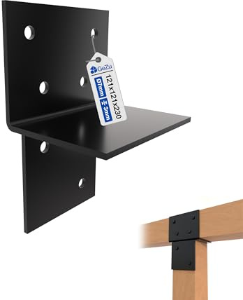 GeZu Impex Wood Connector T Piece 121 x 121 mm | Powder Coated Black T Connector Bracket Wall & Post Connector for Wooden Structures