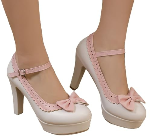 Sunnyuk Trachtenschuhe Damen Pumps Elegant und Bequem Dirndl Schuhe Absatzschuhe Riemchen Trachten High Heels Tanzschuhe mit Absatz Festlich Damenschuhe für Oktoberfest