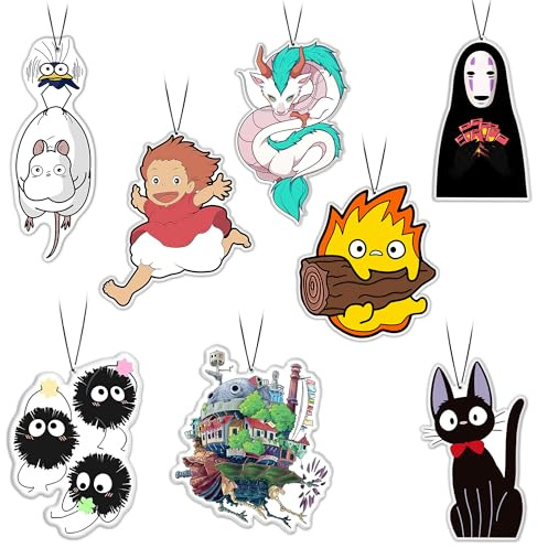 GTOTd Cute Cartoon Car Air Freshener Card 8Pack Lufterfrischer-Karte | Refreshing Ice Scent, Auto Rückspiegel Anhänger Anime Geschenk Hängende Anhänger Zubehör Christmas Dekor