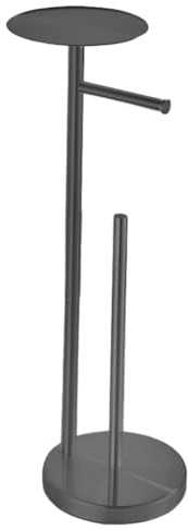 Pqahffowr Freestanding Toilet Roll Holders Stainless Steel Anti-Rust Standing Toilet Paper Stand with Heavy, Easy Install Black