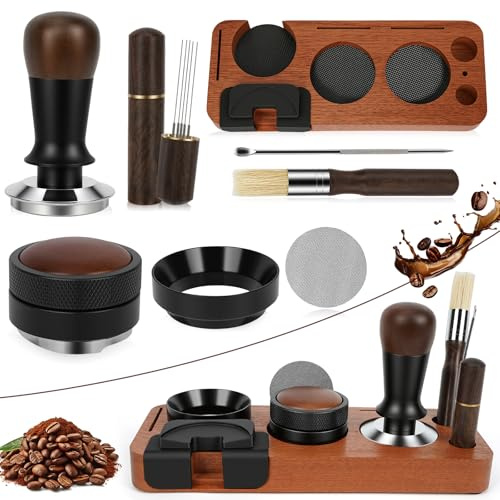 8 PCS Espresso Accessories Kit, 51mm Espresso Tamper Kit & Tamping Station