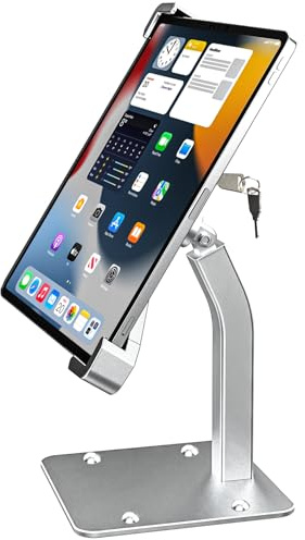 YOOZ Anti Theft Tablet Holder, Secure Desktop iPad Mount Lock, All Metal Material - Kiosk Retail Counter Lockable Stand for Tablet 9-14, iPad Pro 13 12.9 11, Air, Galaxy Tabs, Surface Pro etc