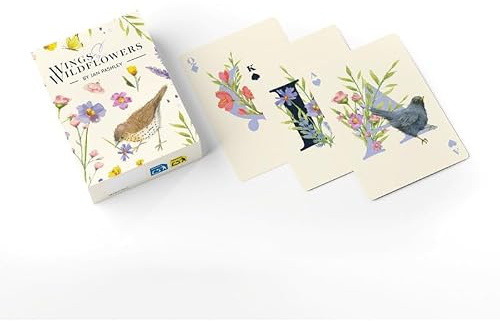 Puckator Jan Pashley Wings & Wildflowers Standard-Spielkartendeck – Kartenspiel für Erwachsene – Reise-Brettspiele für Erwachsene, Pokerbrücke, Canasta, Kinder-Kartenspiel, 3–5, 4 Jahre