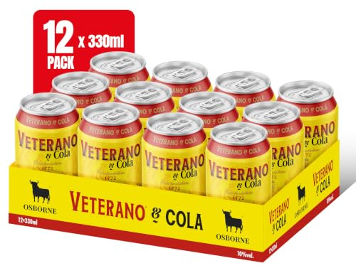 Osborne Veterano & Cola 12 x 0,33l Dosen Longdrink - 10% Vol. | fertig gemixter Cola Cocktail - süffig & ausgewogen mit Karamell- und Vanillenoten