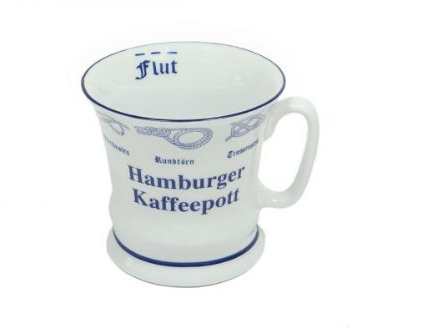 Hamburger Kaffeepott, schlanke Form, Hamburg Kaffee-Becher mit Seemannsknoten