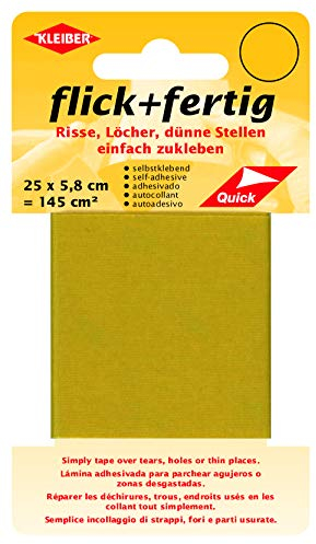 Kleiber flick und fertig, selbstklebender Flicken, Risse, Löcher, dünne Stellen einfach zukleben, Nylon zuschneidbar, gelb (25 x 5,8 cm)
