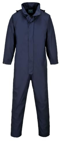 Portwest S452 Sealtex Classic Coverall Concealed Stud Side Access Openings | Navy, Large, EN 343 Class 4:1, Waterproof with Welded Seams, Elasticated Back Waist, Pack Away Hood, Double Storm Flap