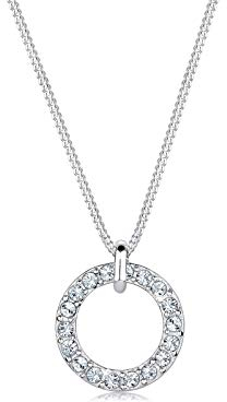 Elli Halskette Damen Solitär Kreis Anhänger mit Kristallen in 925 Sterling Silber