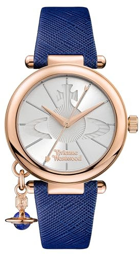 Vivienne Westwood ORB Pop Women's Quartz Watch with Silver Dial Analogue Display and Blue Leather Strap VV006RSBL